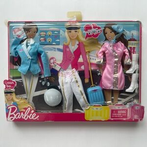 Barbie Career Fashion Set with Pink and Blue Airline Outfits
